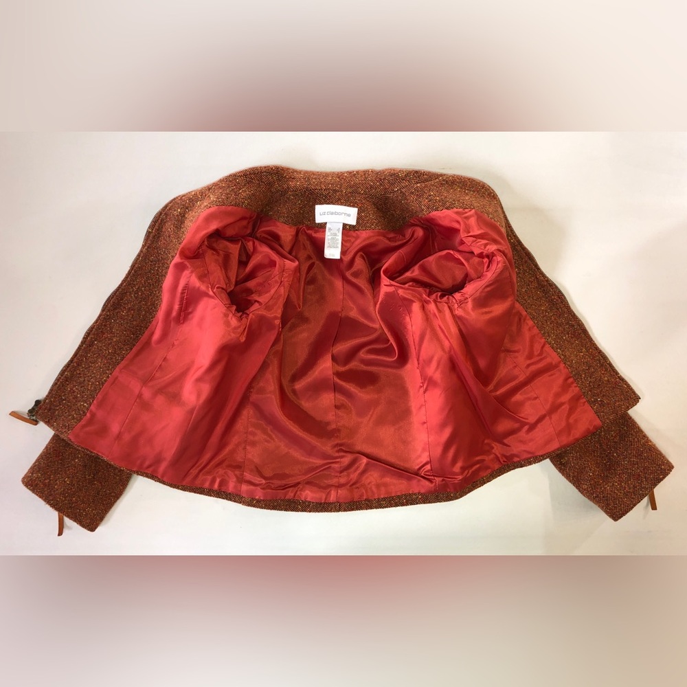 LIZ CLAIBORNE Vintage Wool Blend Suede Trim Cropped Jacket (S) - Picture 9 of 17
